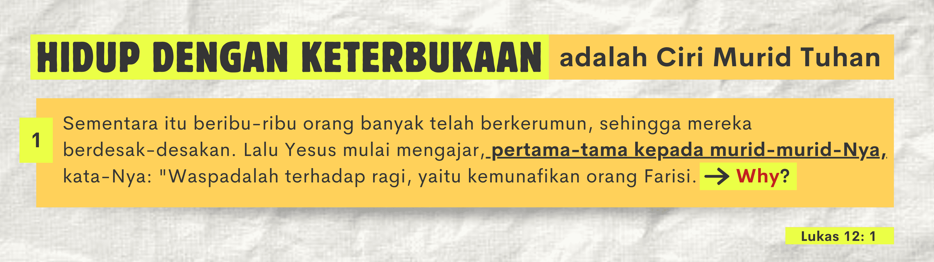 Hidup dengan keterbukaan adalah ciri murid Tuhan
