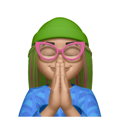 Memoji wanita berambut hijau untuk nilai integritas