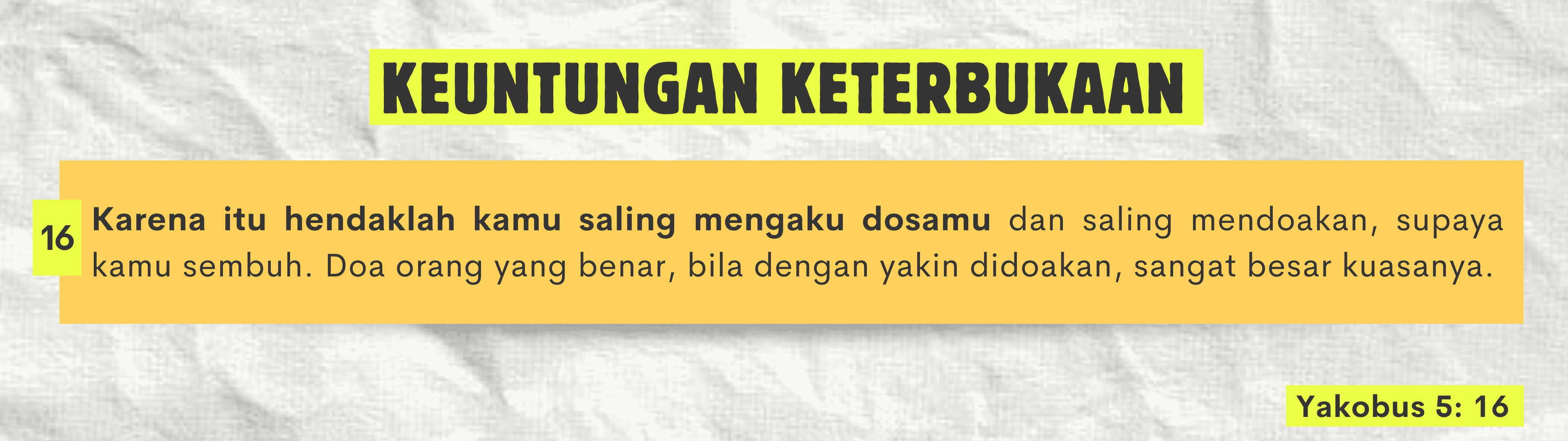 Keuntungan keterbukaan menurut Yakobus 5:16