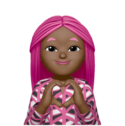 Memoji wanita berambut merah muda untuk nilai transparansi