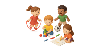 Ilustrasi anak-anak bermain untuk Ibadah JoyKids