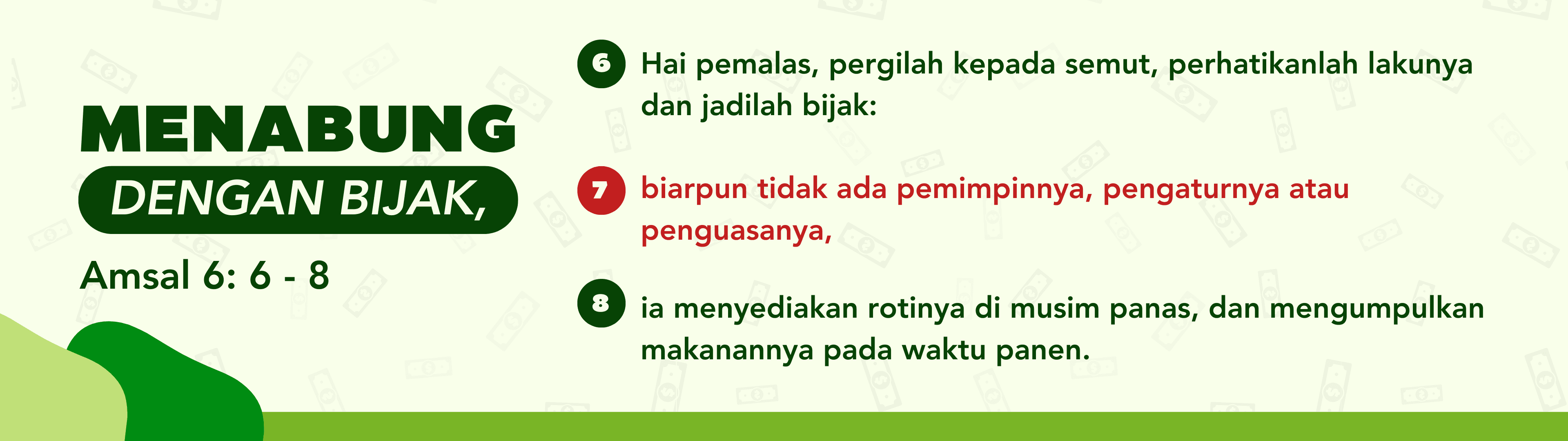 Menabung dengan bijak menurut Amsal 6:6–8