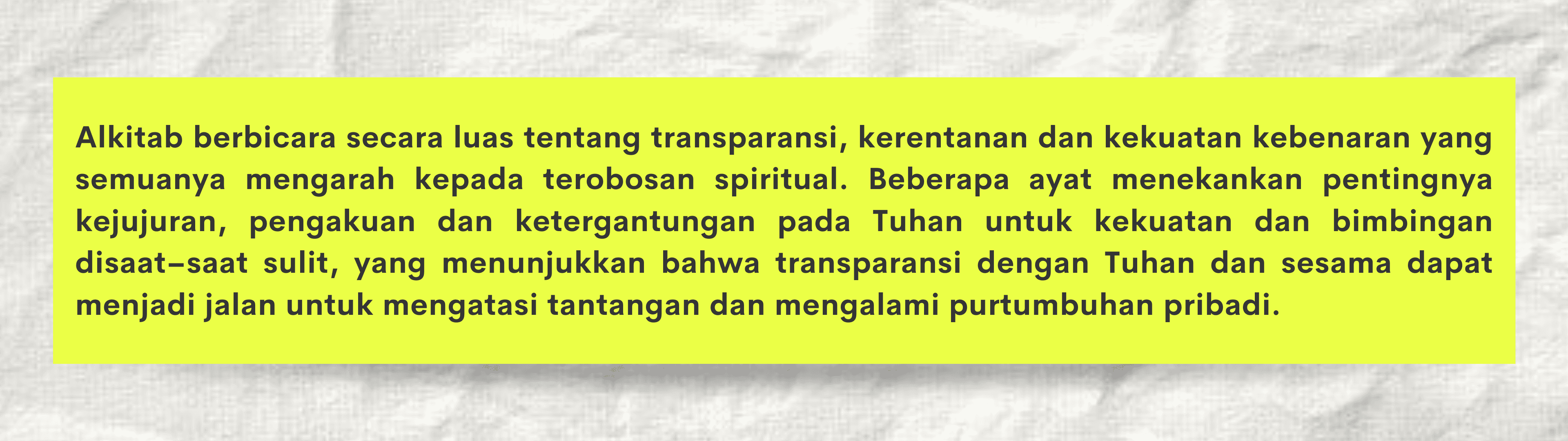 Pesan tentang tanggung jawab dan keterbukaan di hadapan Tuhan
