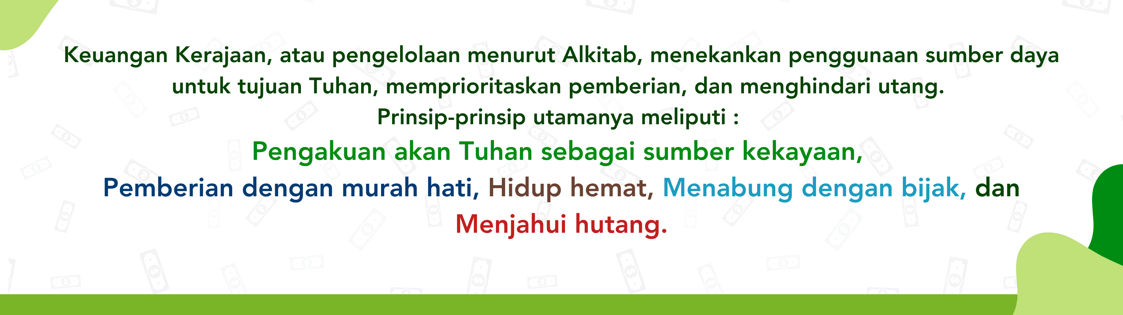 Ringkasan prinsip pengelolaan keuangan menurut Kerajaan Allah