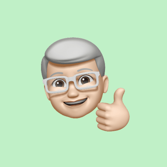 Memoji pria berambut putih dengan latar hijau untuk Doa Jumat